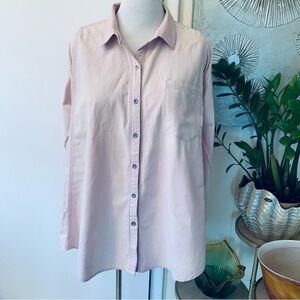 NWT Free People 100% cotton oversized long A-line dusty Pink Button-Up Shirt  M